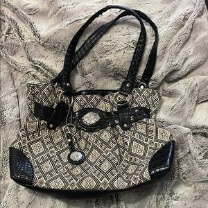 BUENO Black and Tan Patterned Women's Bag. 
FLASH: WILL BE REMOVED MONDAY FEB 9
